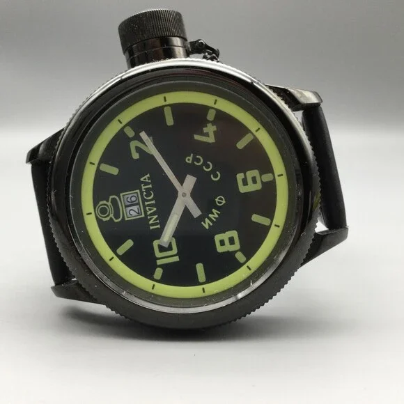 Invicta Russian Diver Mens 52mm Watch Black Dial Date Model 4338 New Battery